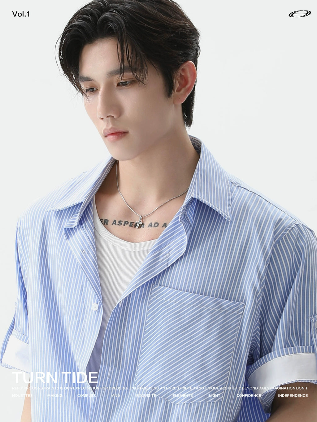 TURNTIDE Casual Loose Simple Striped Shirt