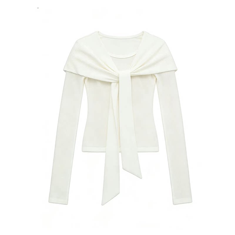 JCAESAR WOMEN Knit Wrap-Front Long Sleeve Top