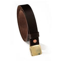 Mbbcar Vintage Leather Belt with Brass Buckle