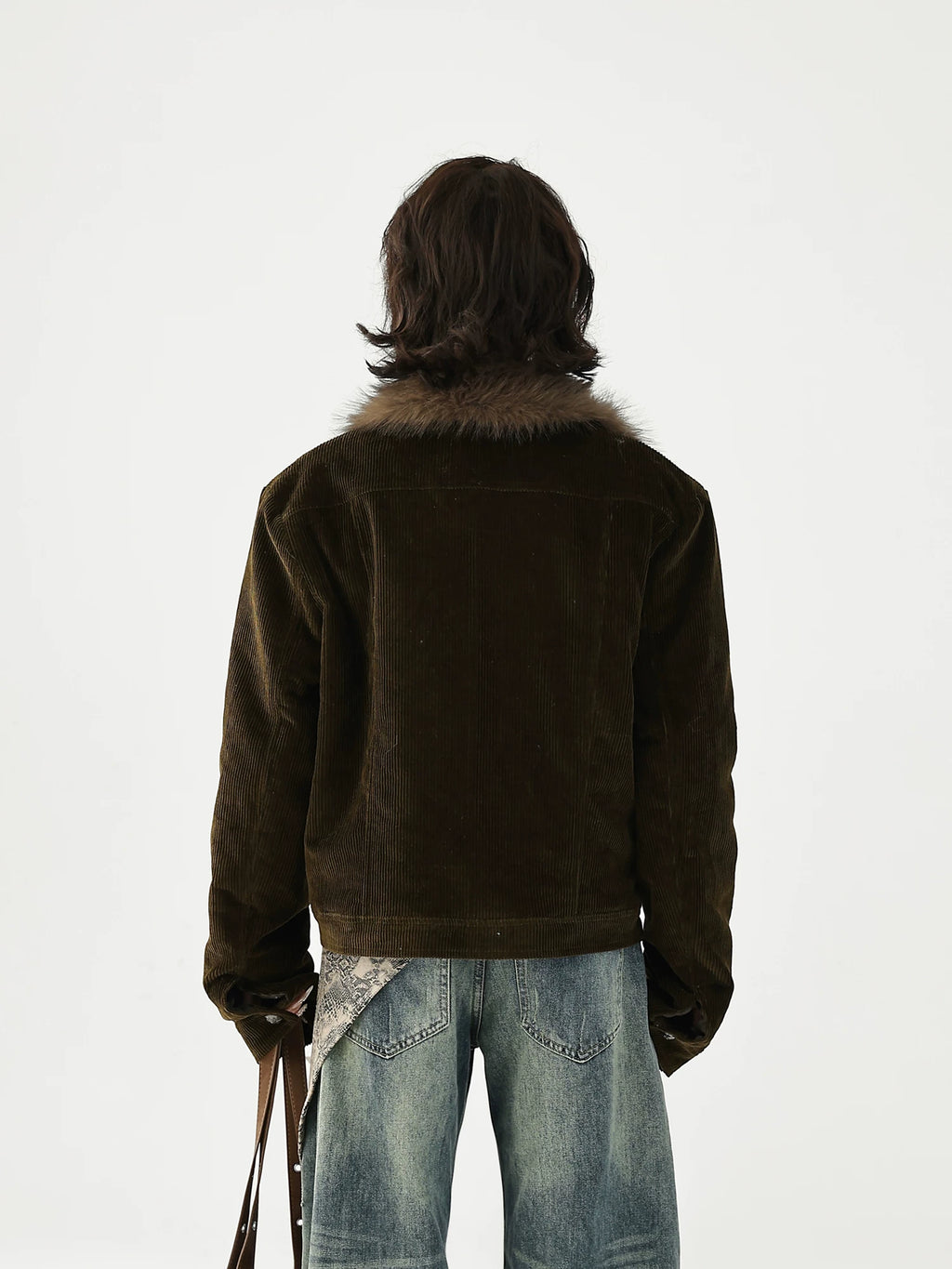 AceStudios Vintage Thickened Padded Short Fur Collar Jacket