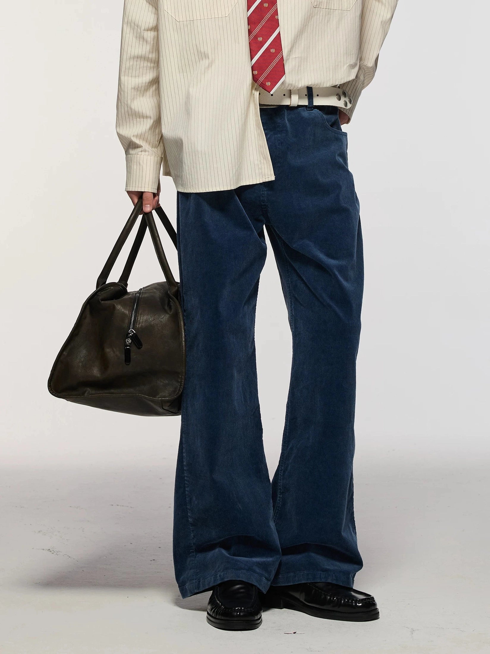 Azure Lisseur Corduroy Micro-pull Casual Straight Overalls