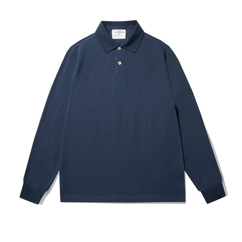 PrintAce Vintage Loose Lapel Long Sleeve POLO Shirt