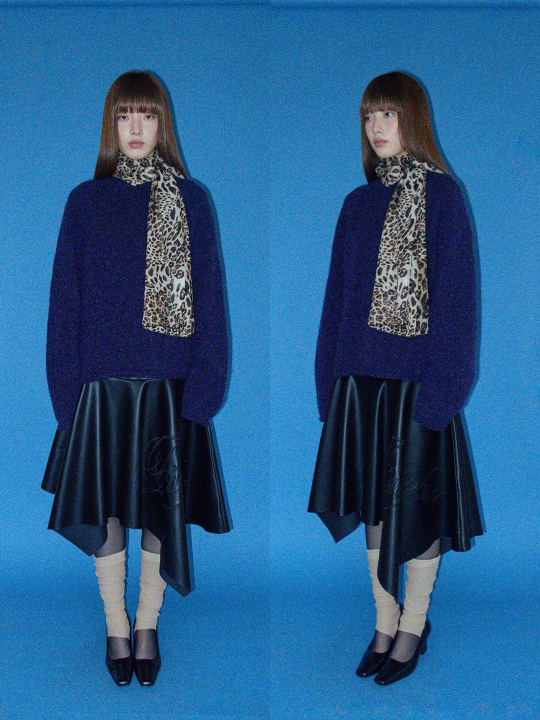 FUNKYFUN Soft Leopard Print Wide Scarf