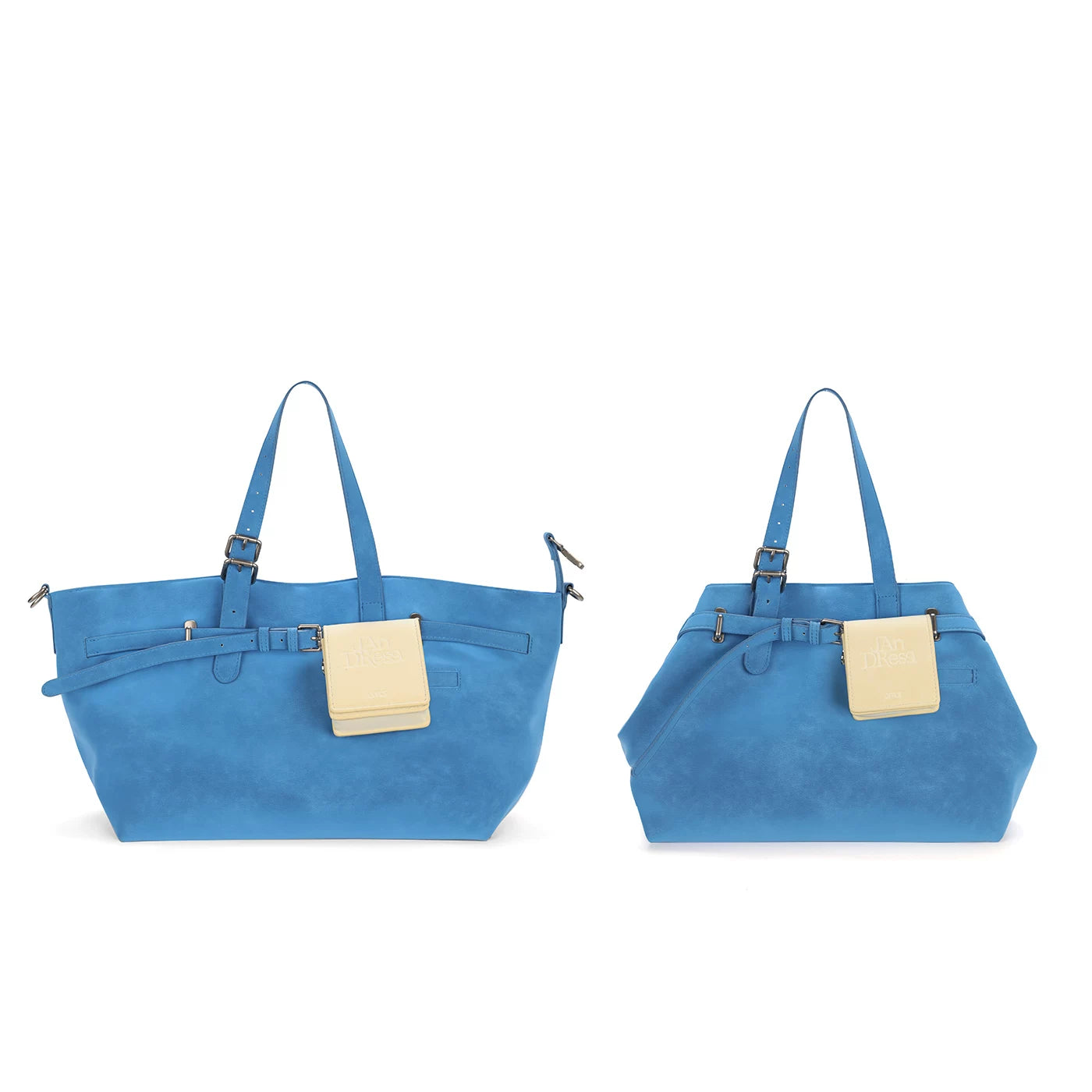 JANDRESS Florida Blue Faux Leather Magnetic Snap Tote