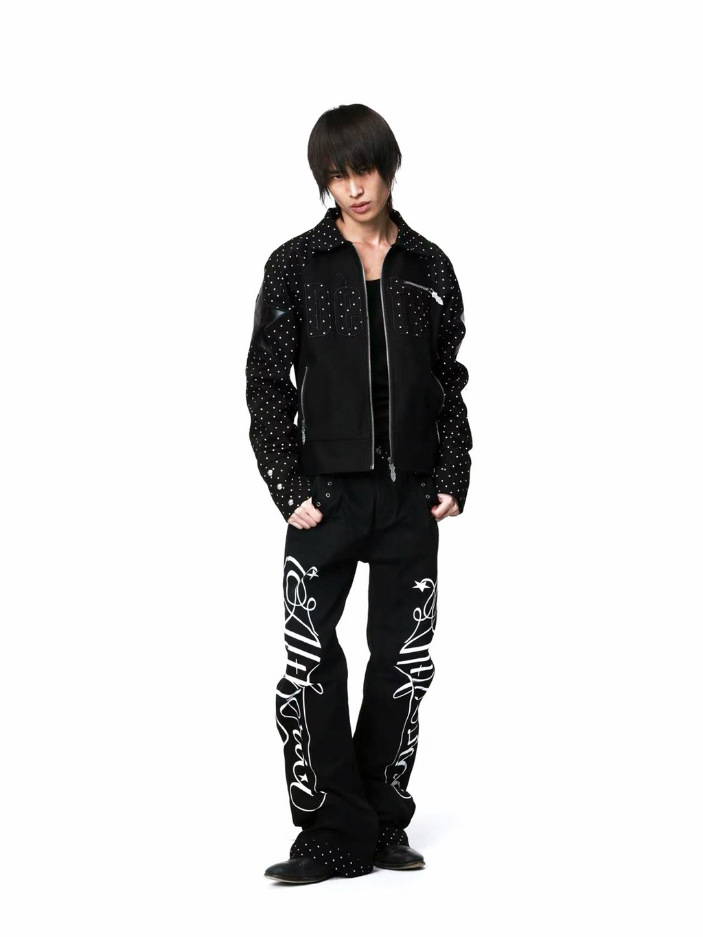 DETW Vintage Polka Dot Notched Collar Patchwork Jacket