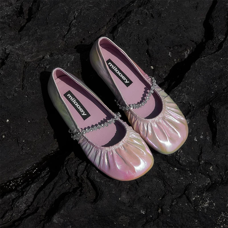 MILOOEY Rhinestone Strap Mary Jane Ballet Flat