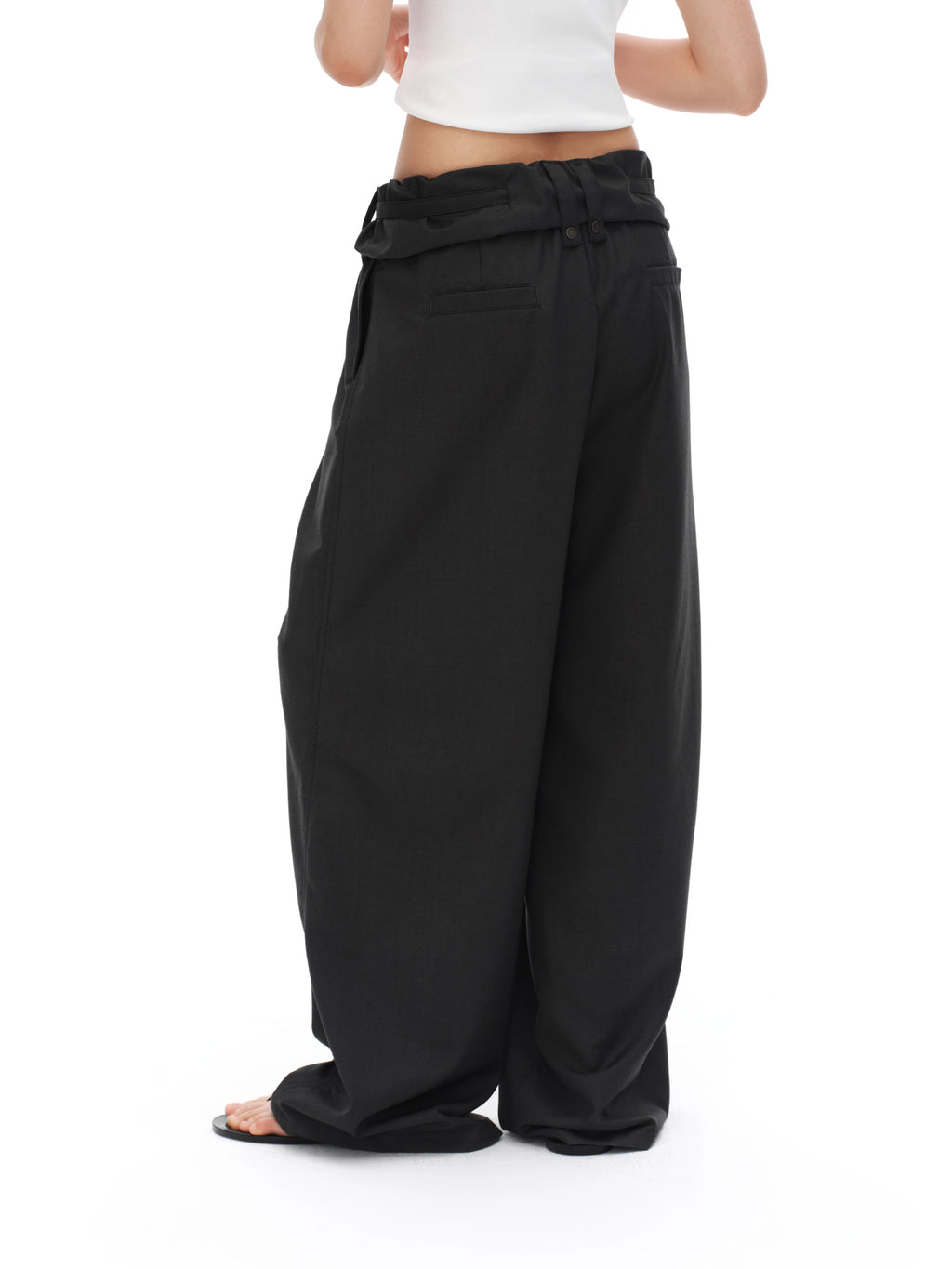 Oinimi Waist Head Loose Drape Strap Wide Leg Slacks