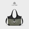 LOSEA Black Full-Grain Leather Structured Tote Bag