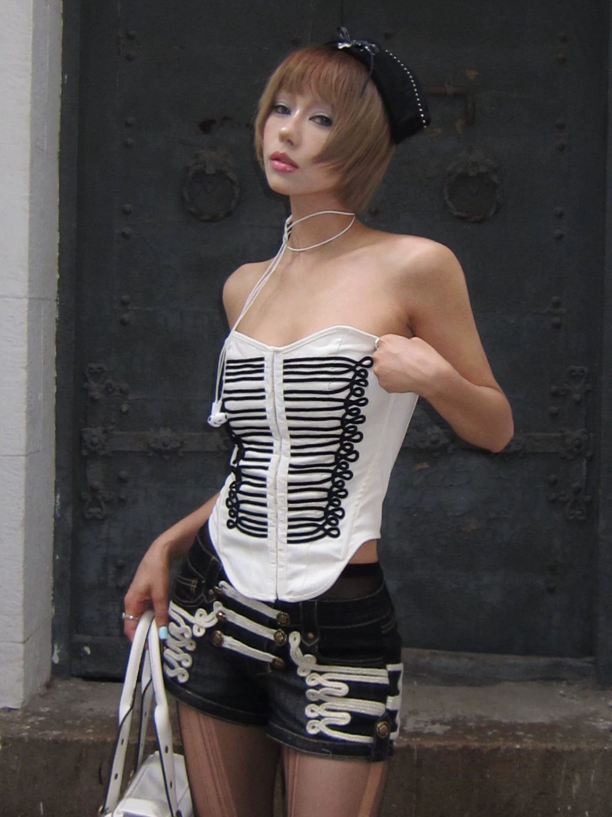 FayChui Baroque Court Cropped Corset Top