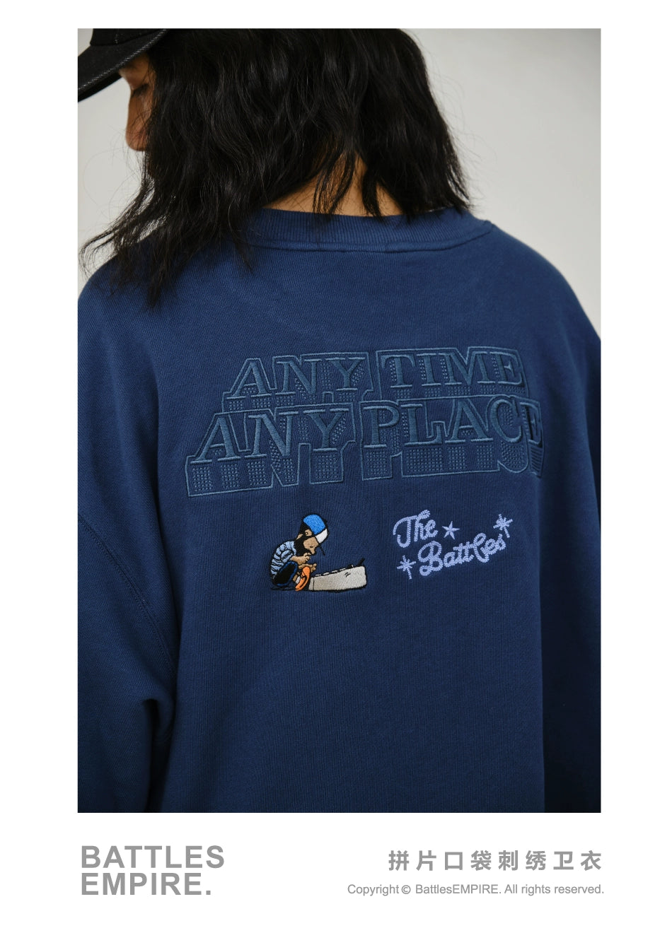 Battles Stitching Zipper Pocket Thick Needle Embroidered Sweater