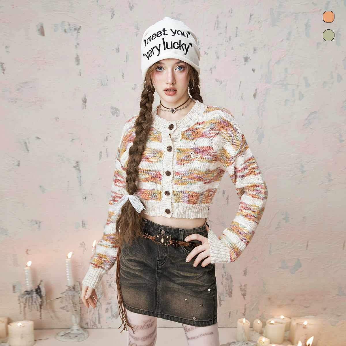 IMONE Striped Thin Soft Waxy Knitted Sweater