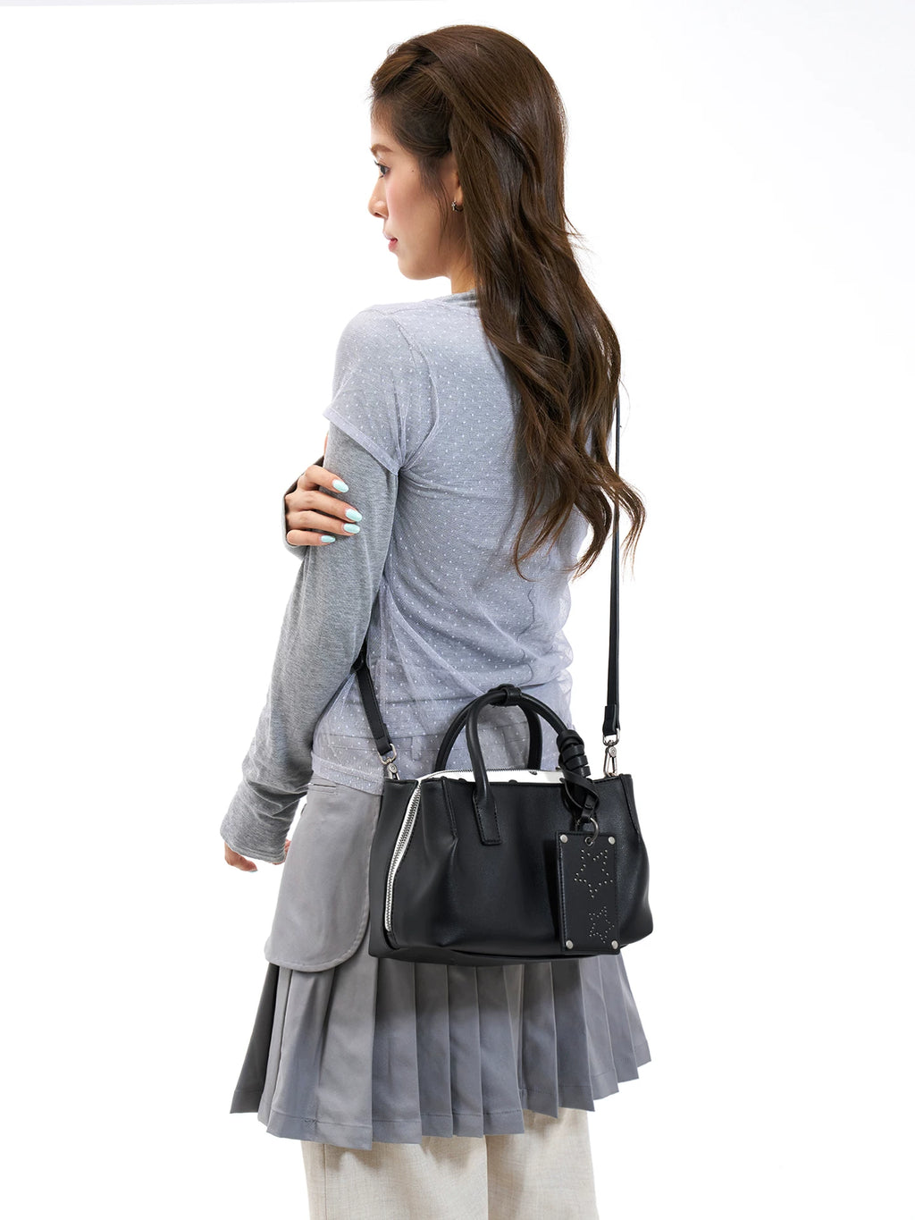 JANDRESS Deep Brown Faux Leather Zip-Top Boston Bag