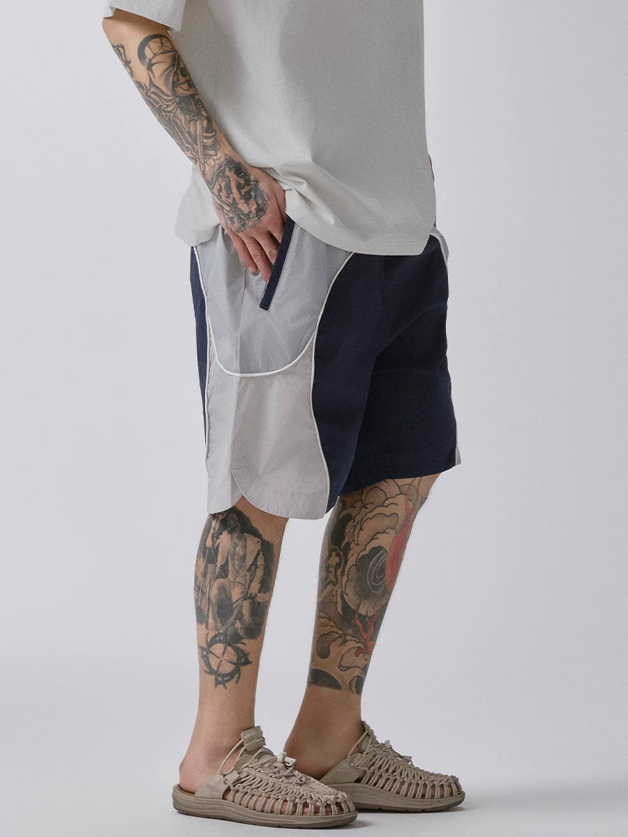 F2CE Color-Block Breathable Loose Straight-Leg Shorts
