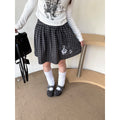 Kasugano TOO Angel Plaid Embroidered A-Line Pleated Skirt