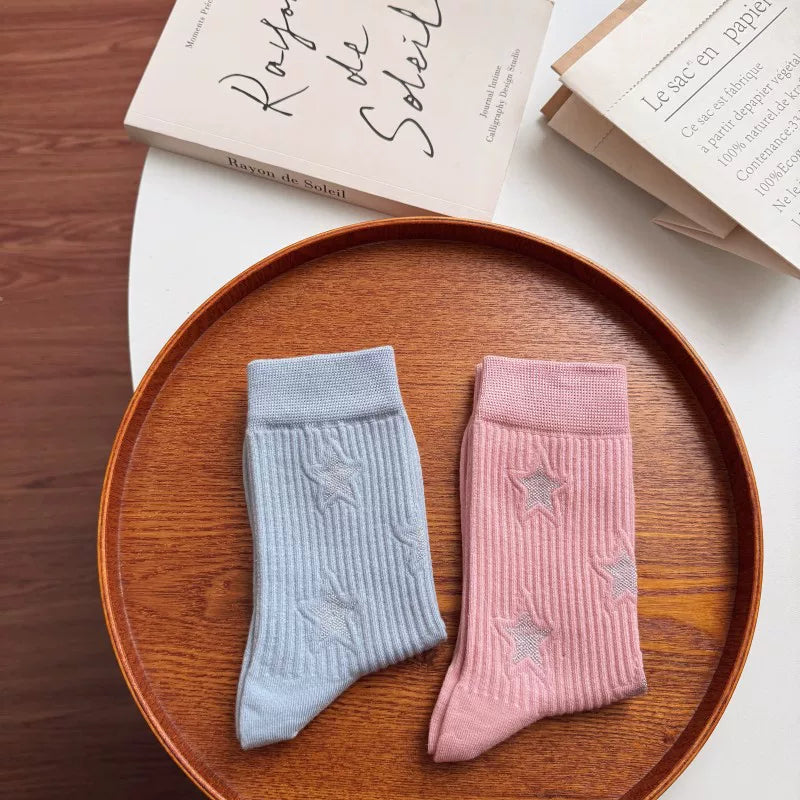 Halo Honey Vertical Stripe Moisture-Wicking Mid-Calf Socks