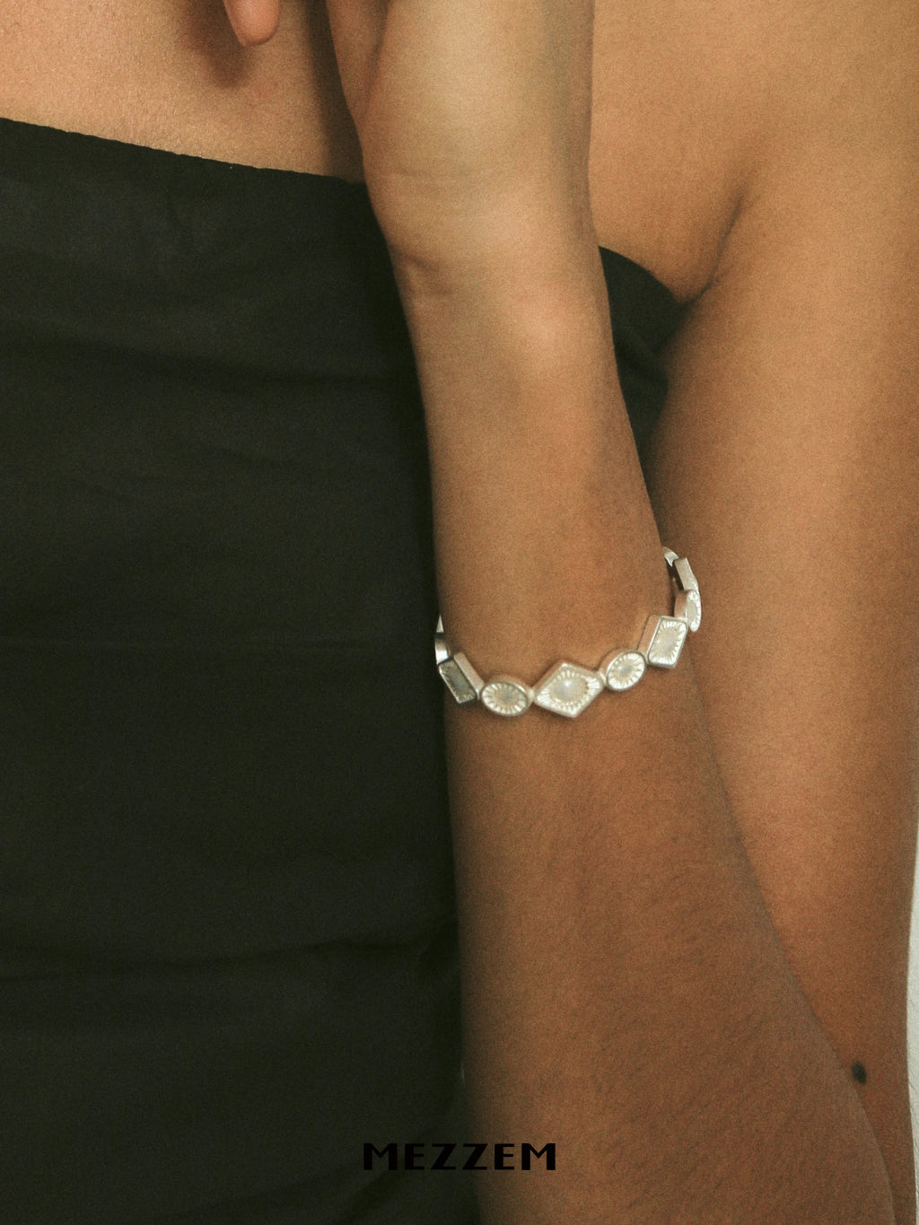 MEZZEM Rhombus Multi-Gemstone Open Cuff Bracelet