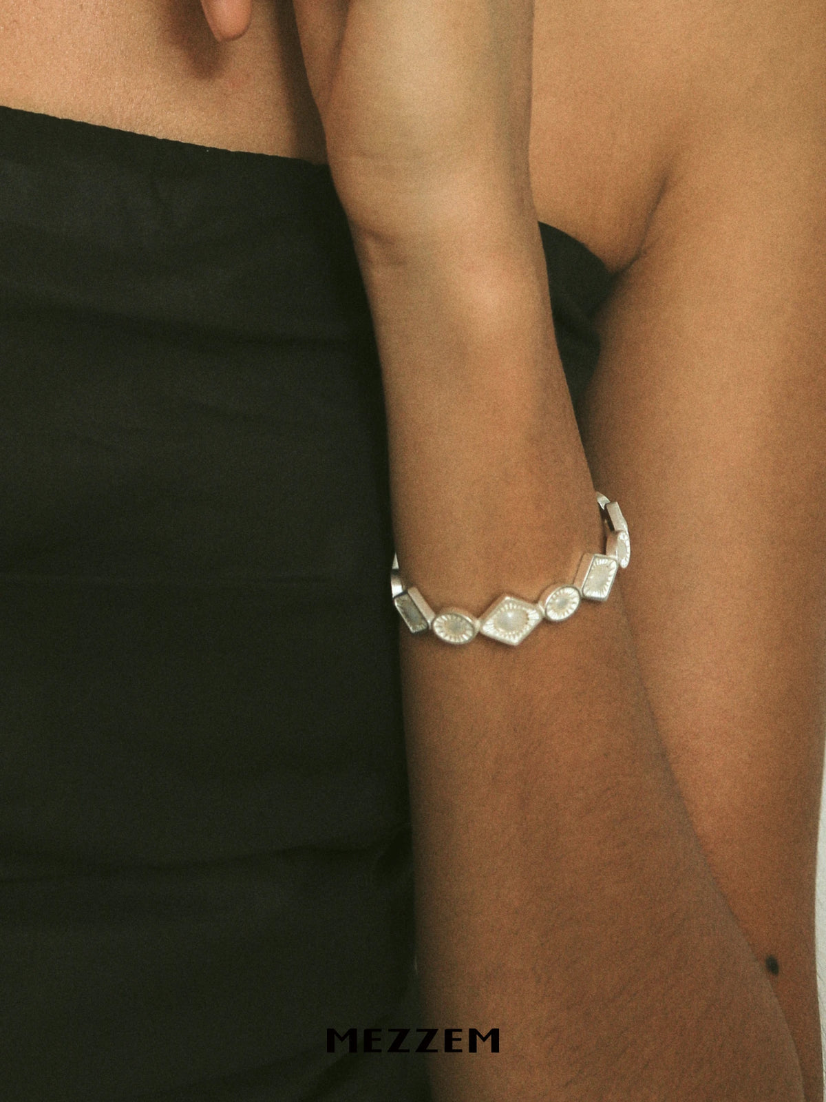 MEZZEM Rhombus Multi-Gemstone Open Cuff Bracelet