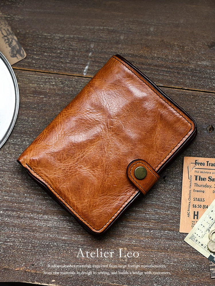 HALF WORK tanned leather short men's leather vertical cowhide wallet