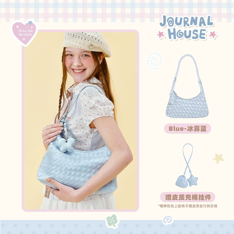 VANWALK Ice Blue Handwoven Faux Leather Hobo Bag - Zip Top