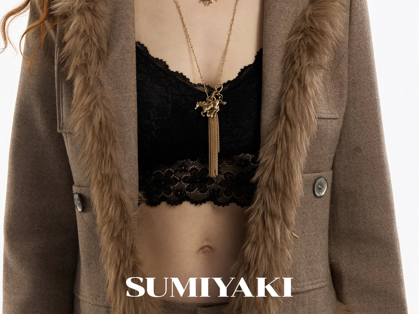 SUMIYAKI Pony Diamond Fringed Long Necklace