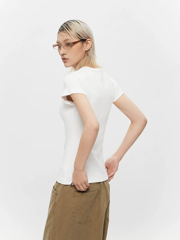 (Clearance) AIRHOOD Casual Slim-fit Front Shoulder Tee