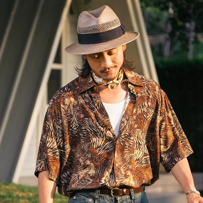 SOARIN YUPPIE Baroque Print Wrinkle-Resistant Relaxed Camp Shirt