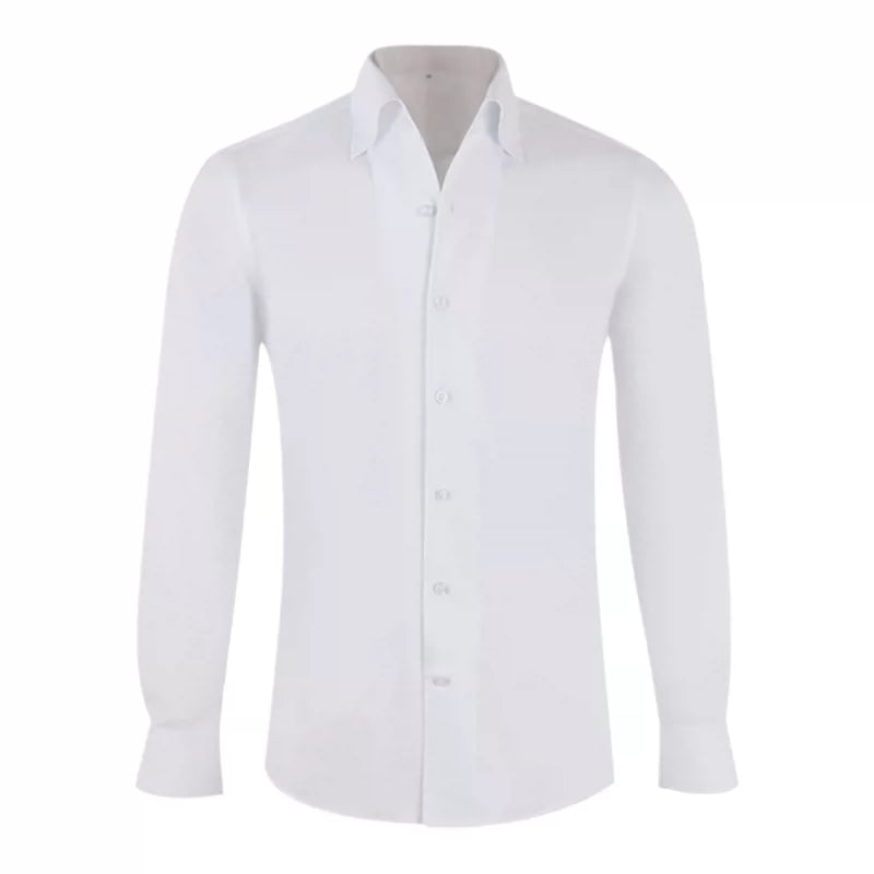 CULTUM White Pointed Collar Wrinkle-Resistant Slim Fit Dress Shirt