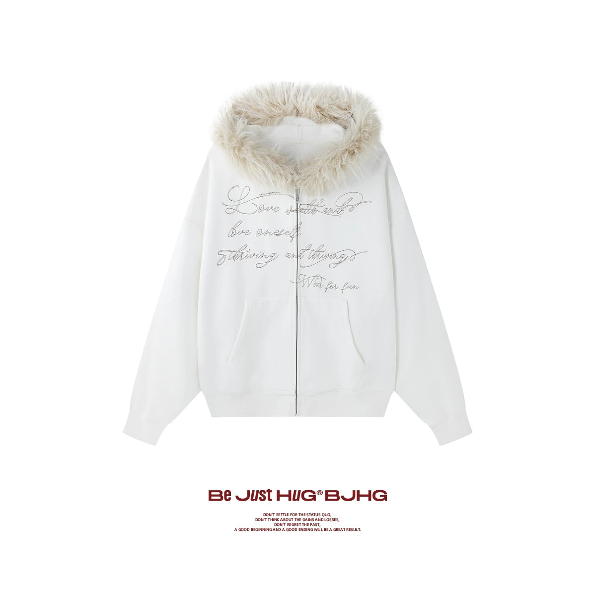 BJHG Vintage Fleece Collar Hooded Sweater Jacket