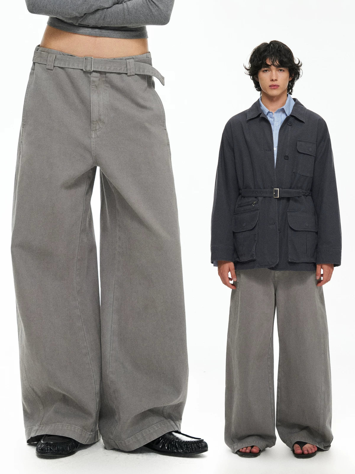 TGNS Washed Wide-Leg Jeans