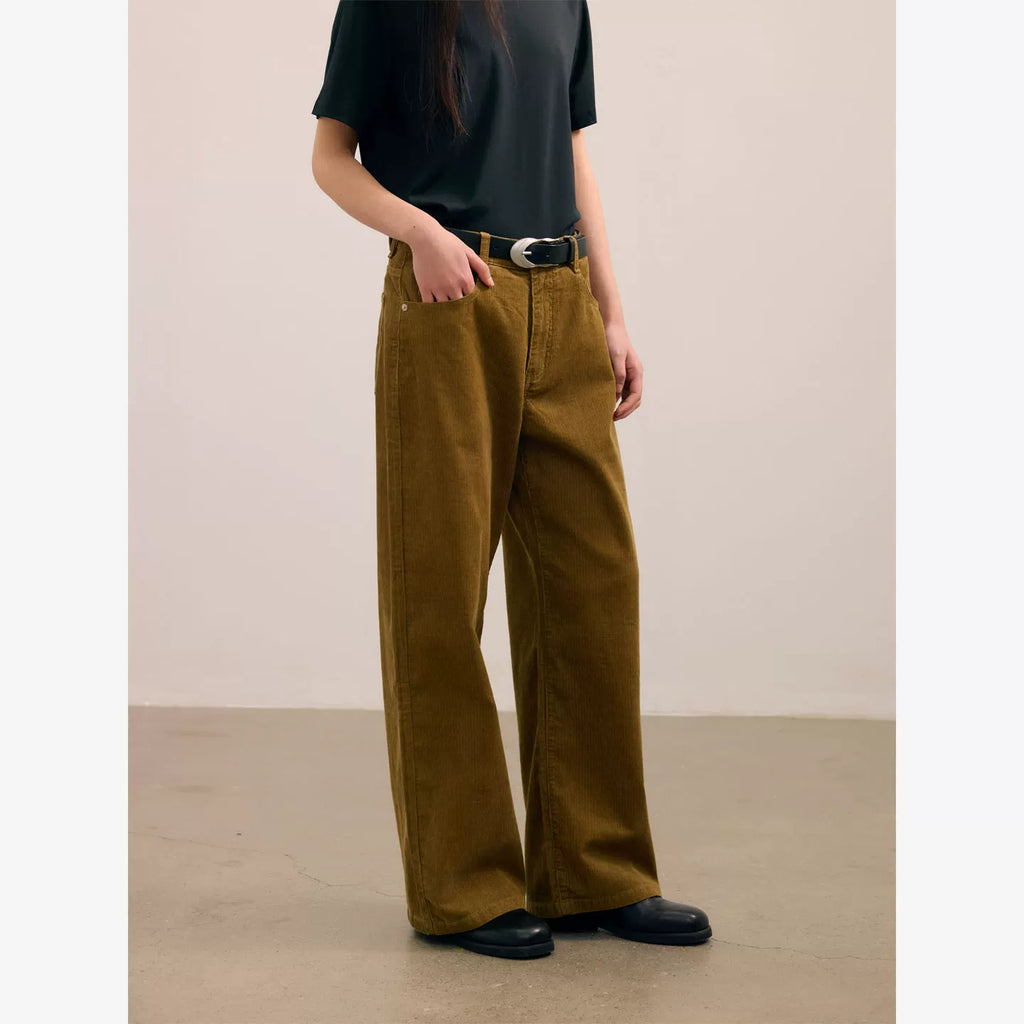 NO LOGO Lyocell/pure cotton retro washed straight corduroy trousers