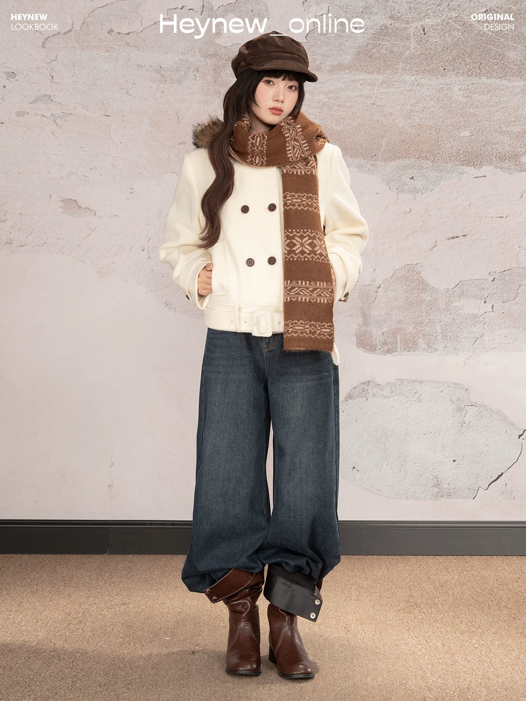 LOVEHEYNEW Double-breasted Hooded Woolen Thick Jacket