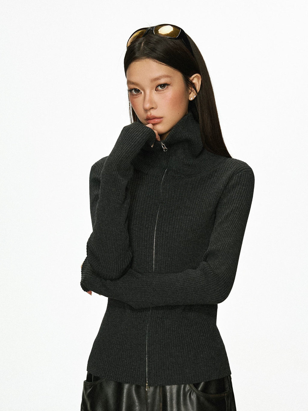 Cherry Melody Vintage Turtleneck Sweater Jacket