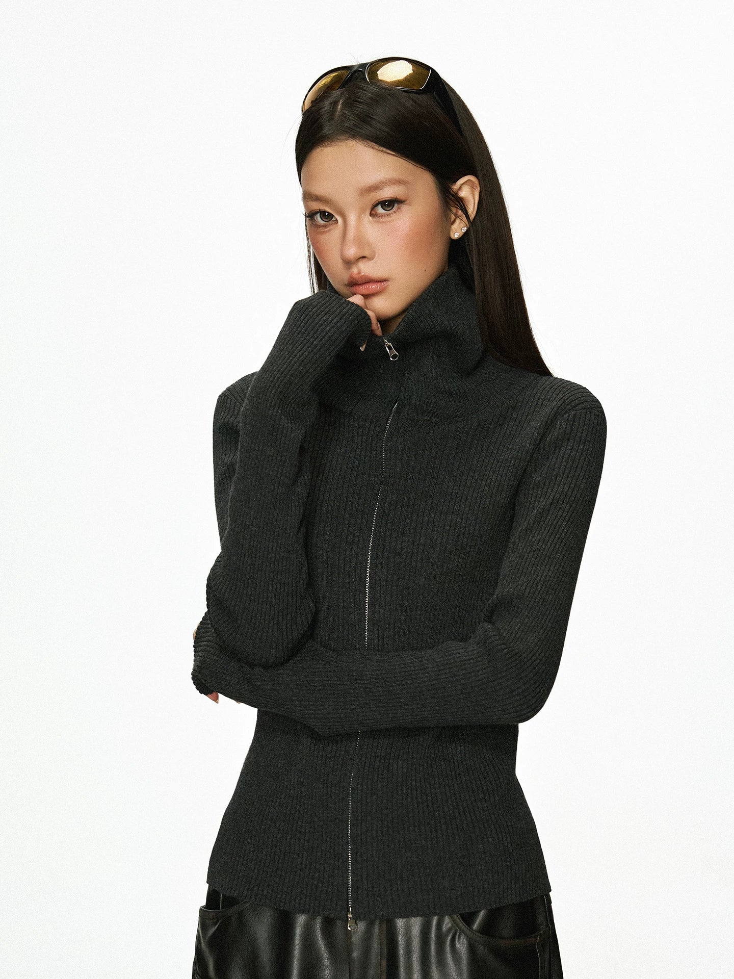 Cherry Melody Vintage Turtleneck Sweater Jacket