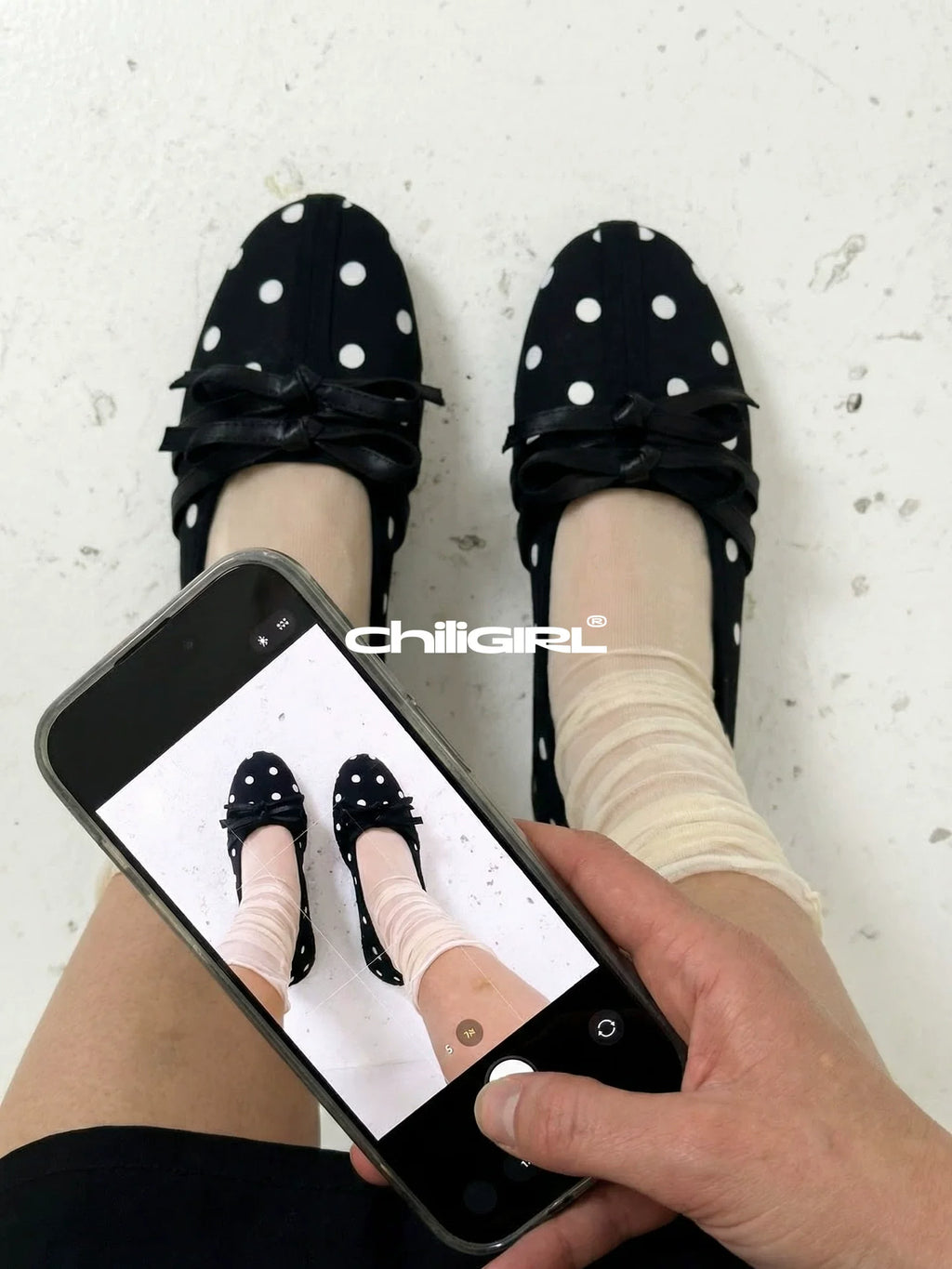 CHILIGIRL Polka Dot Bow Mary Jane Flat