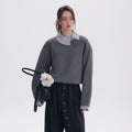 CHOR Long-sleeved Sweatshirt with Loose Stripes on Lapels