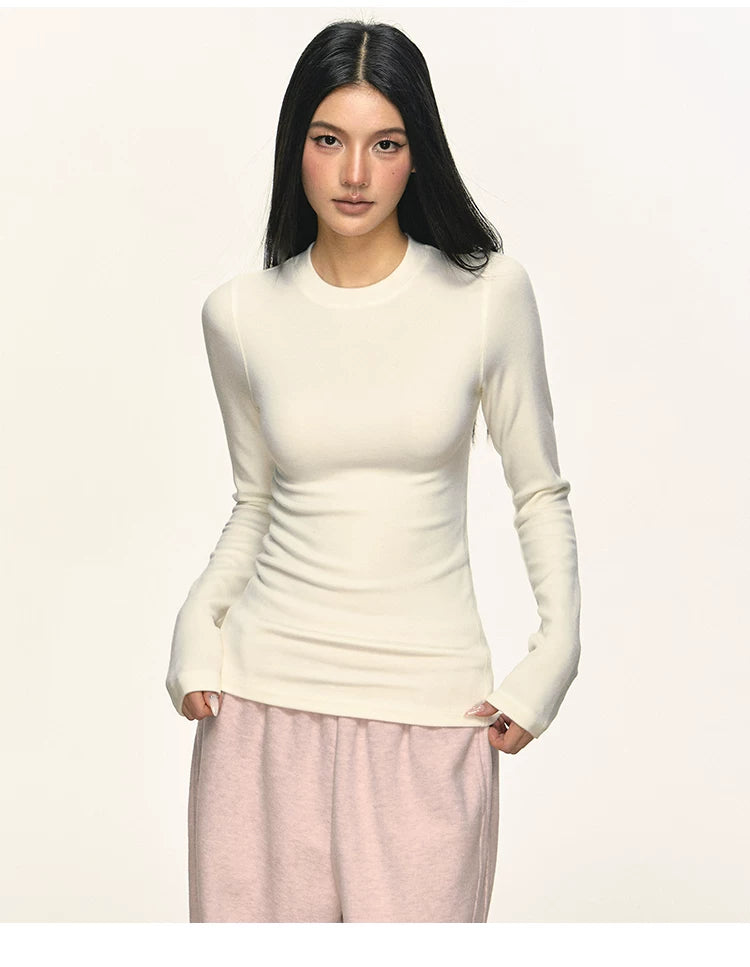 Anna Aneae Round Neck Inner with Fleece Slim and Thin Long Sleeves