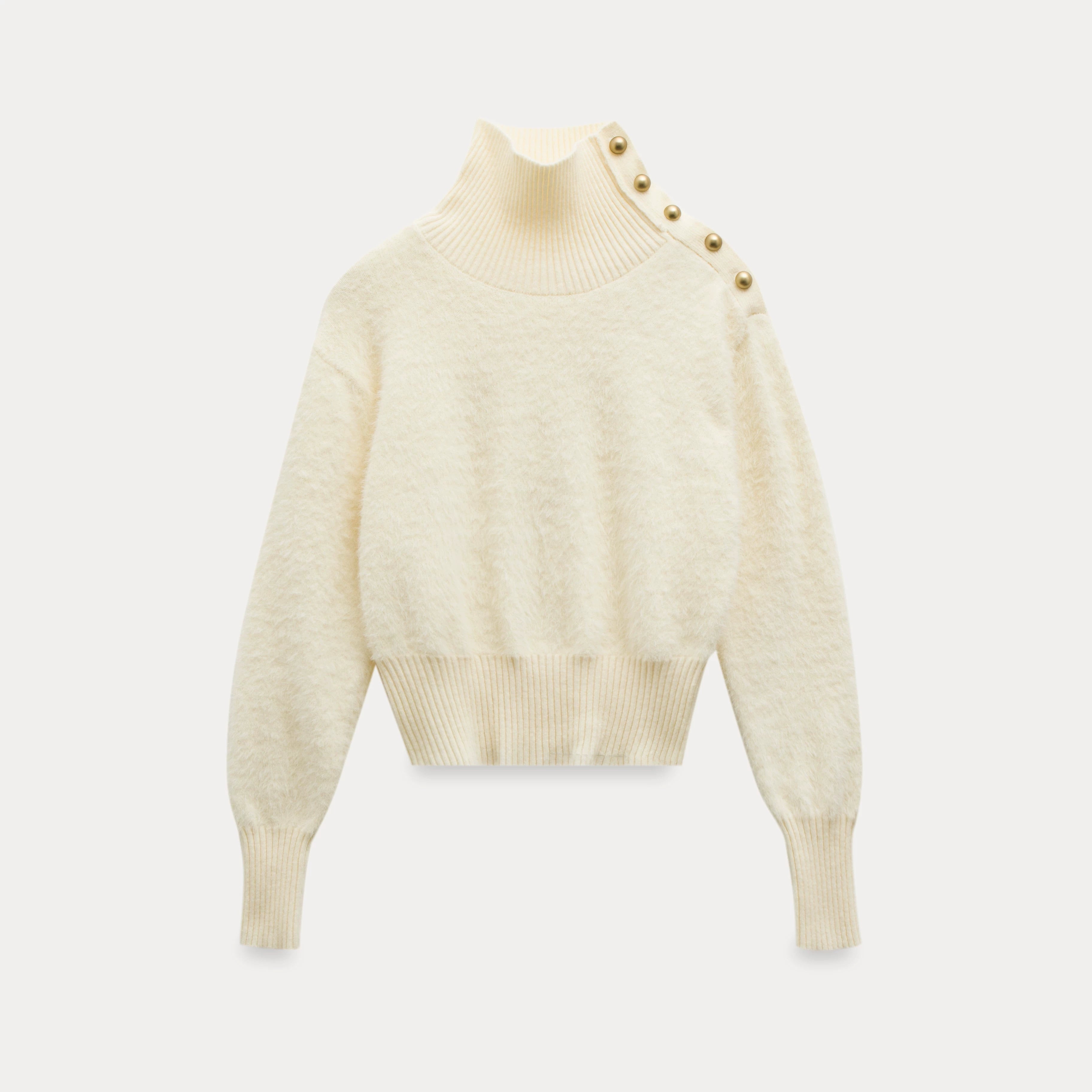 EGGKA Button Plush Simple Temperament Knitted Sweater