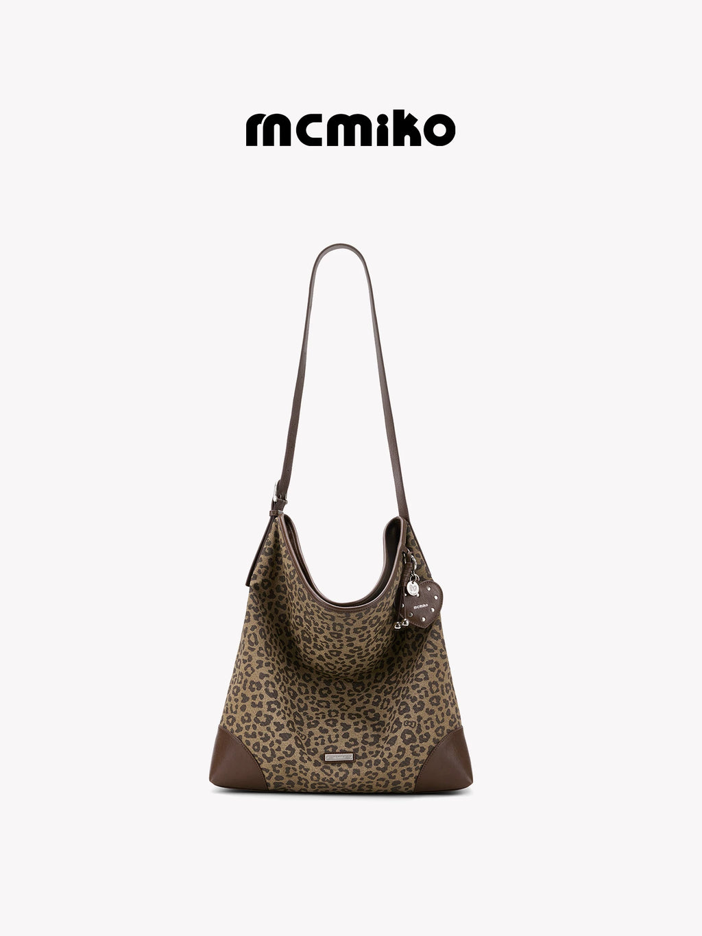 Mcmiko Leopard Print Faux Leather Zip-Top Shoulder Bag
