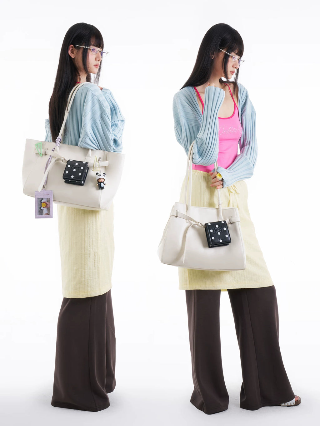 JANDRESS White Soft Leather Shoulder Bag with Magnetic Snap