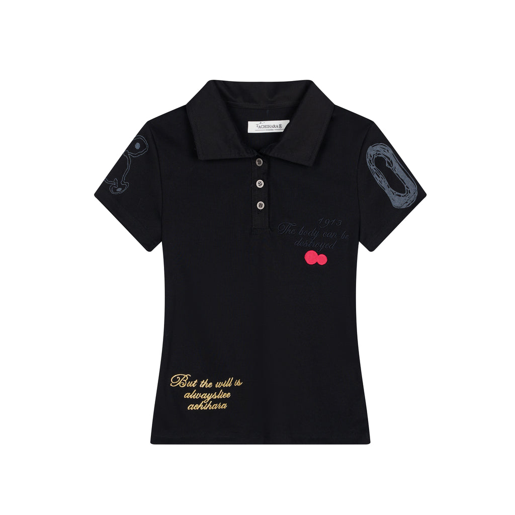 Achihara Horse Racing Polo Embroidered Shirt - Women's Layering Tee Top