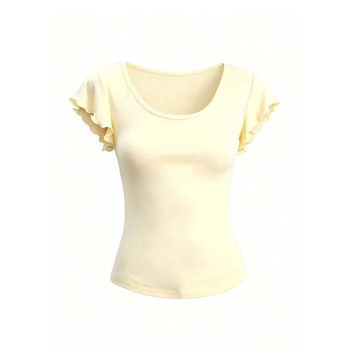 JCAESAR WOMEN Modal-Spandex Lace-Trim V-Neck Tee