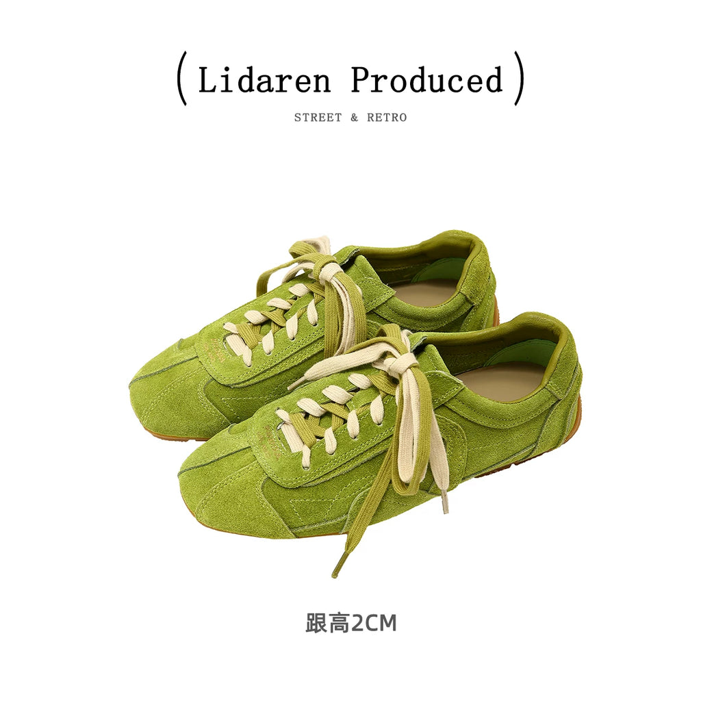 Lidaren Produced Retro Green Suede Lace-Up Sneaker