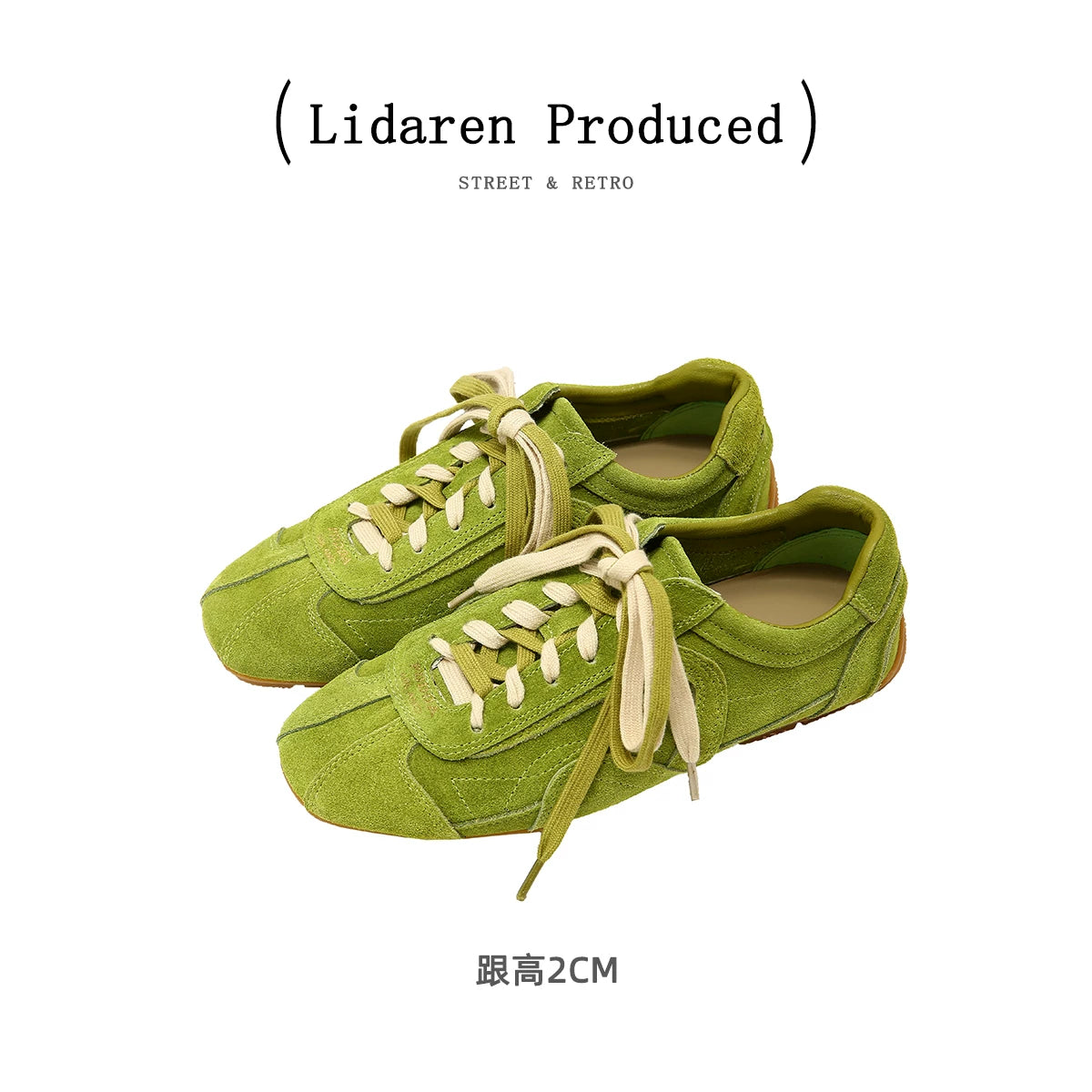 Lidaren Produced Retro Green Suede Lace-Up Sneaker