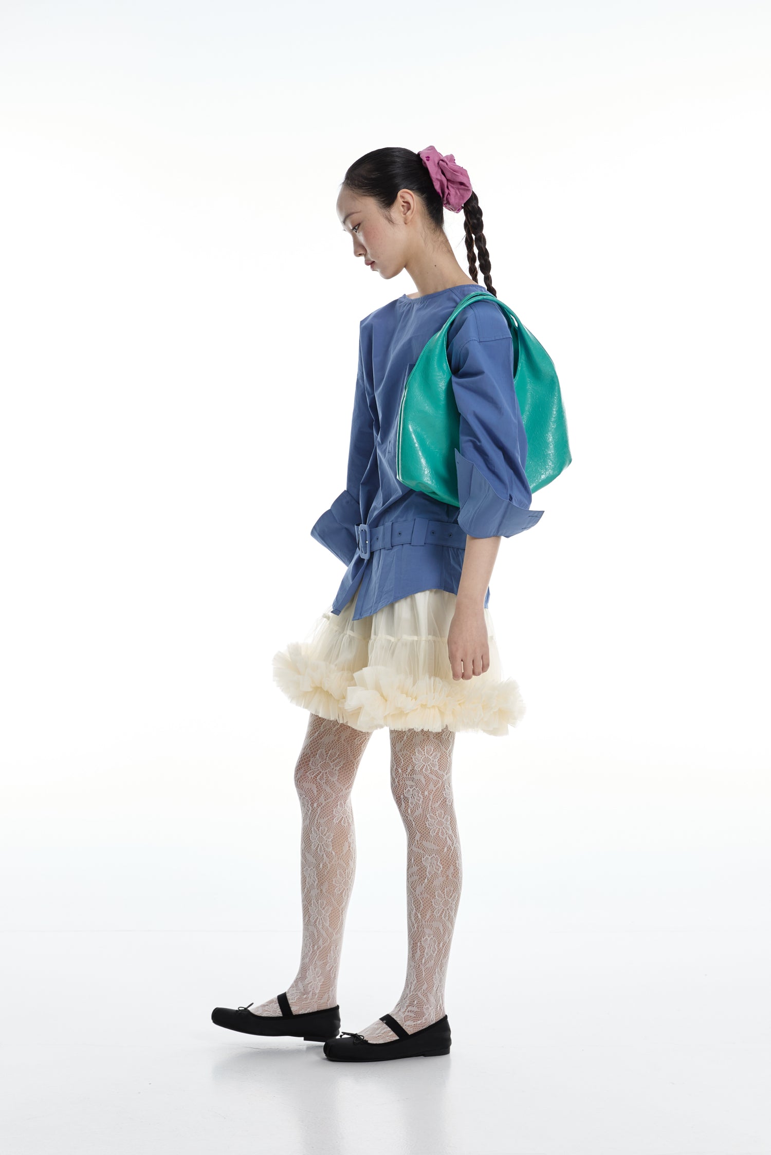 DirtySix Fuka bento soft pleated shiny leather bag