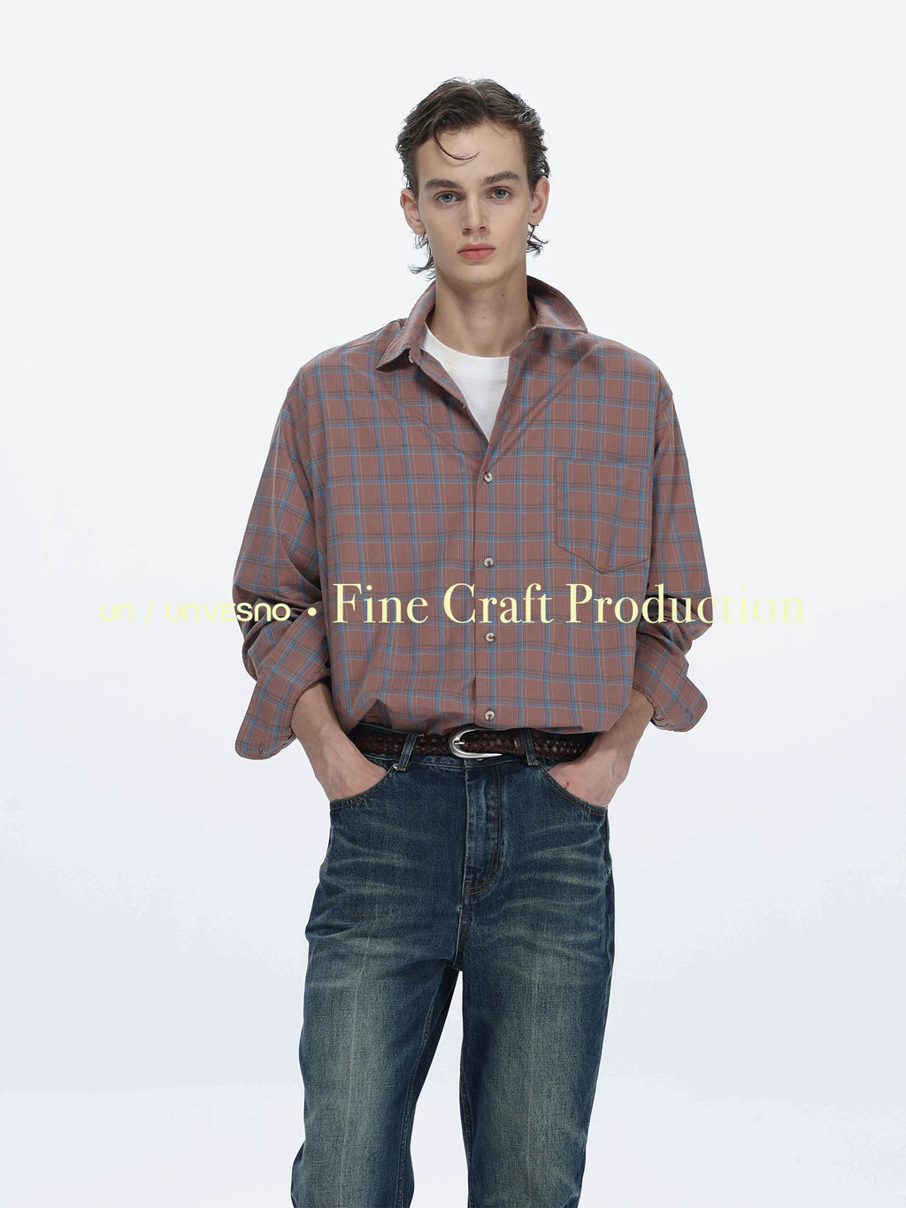 Unvesno Checkered Spread-Collar Pocket Shirt