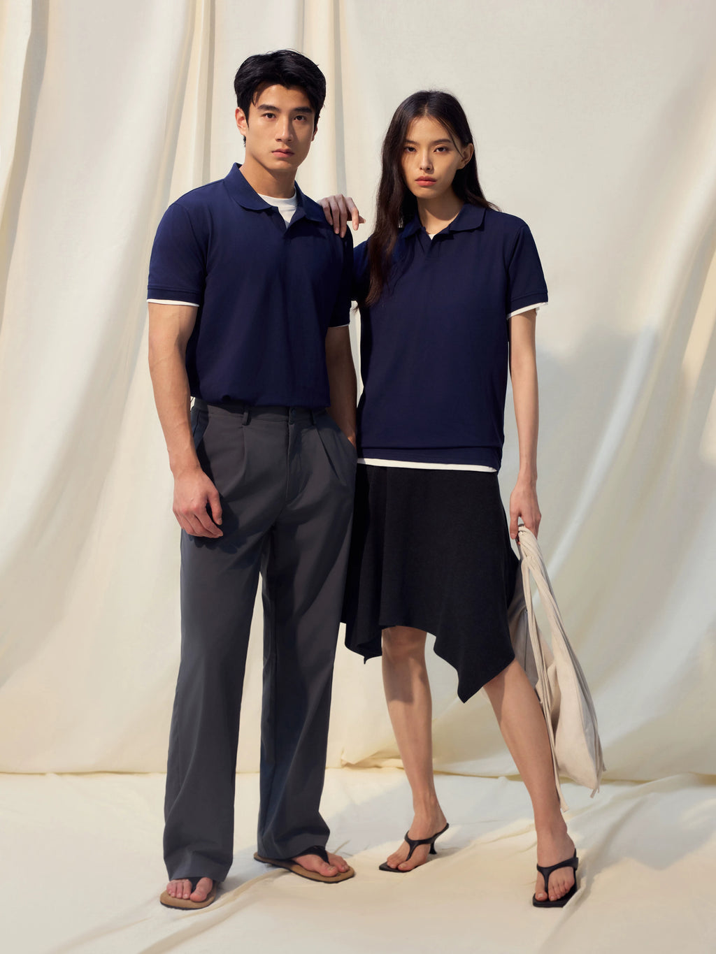 NO LOGO Silk-Cotton Seagull Collar 240g Quick-Dry Relaxed Polo