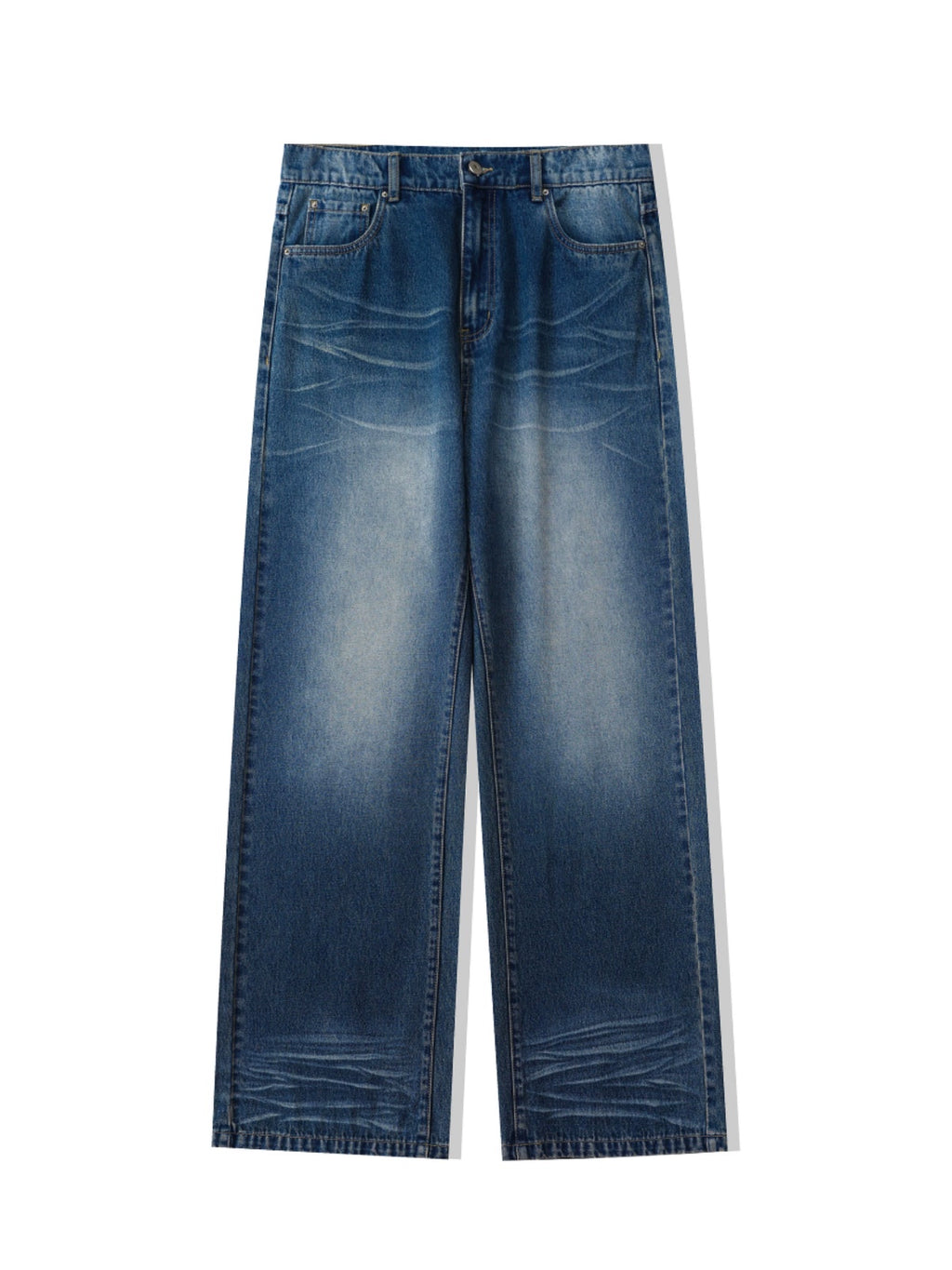 DIMC Washed Blue and White Striped Jeans