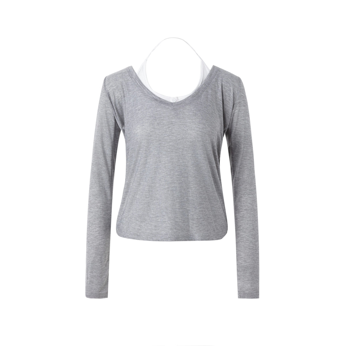 MoodBerry V-Neck Layered Loose Long-Sleeve Tee