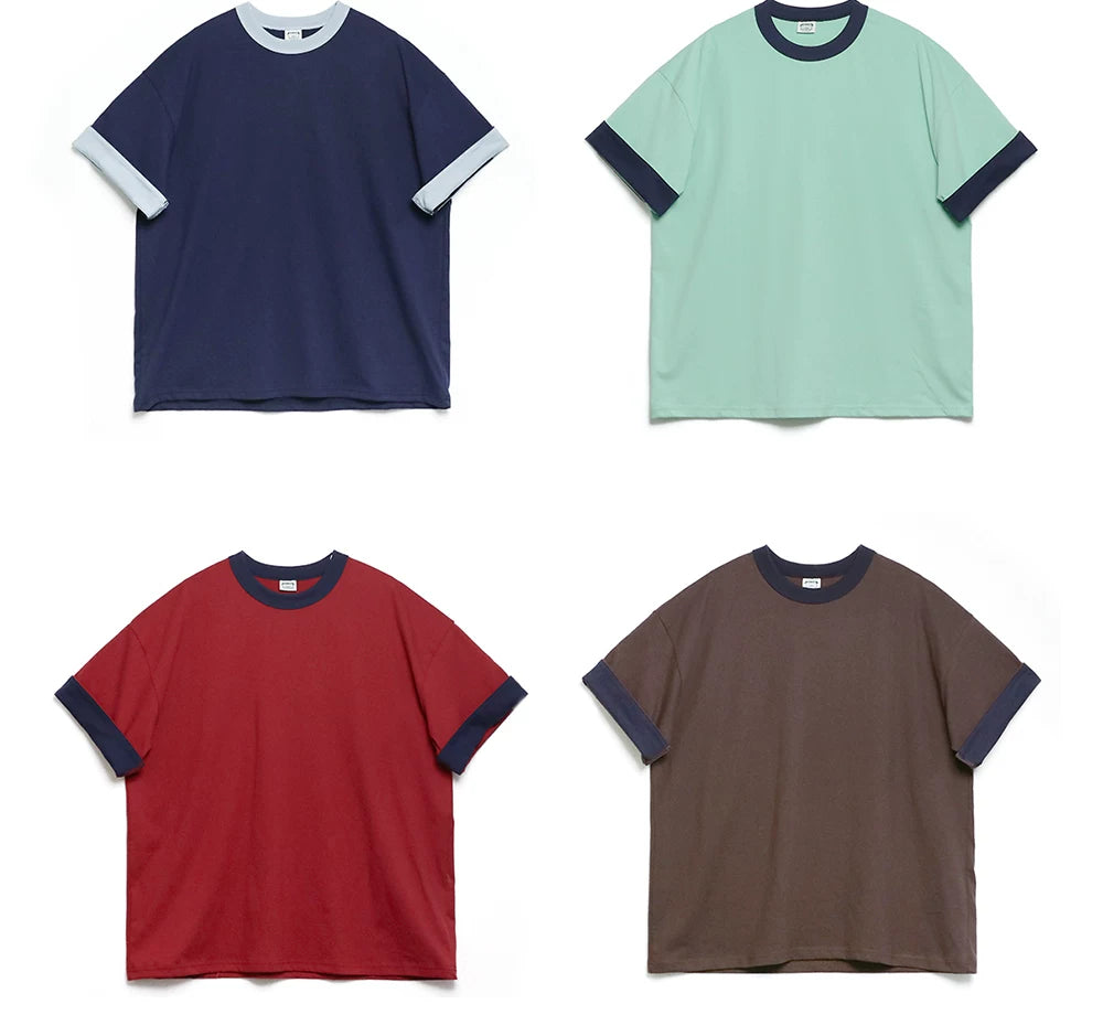 BPCALL Vintage Casual Flip Sleeve Tee