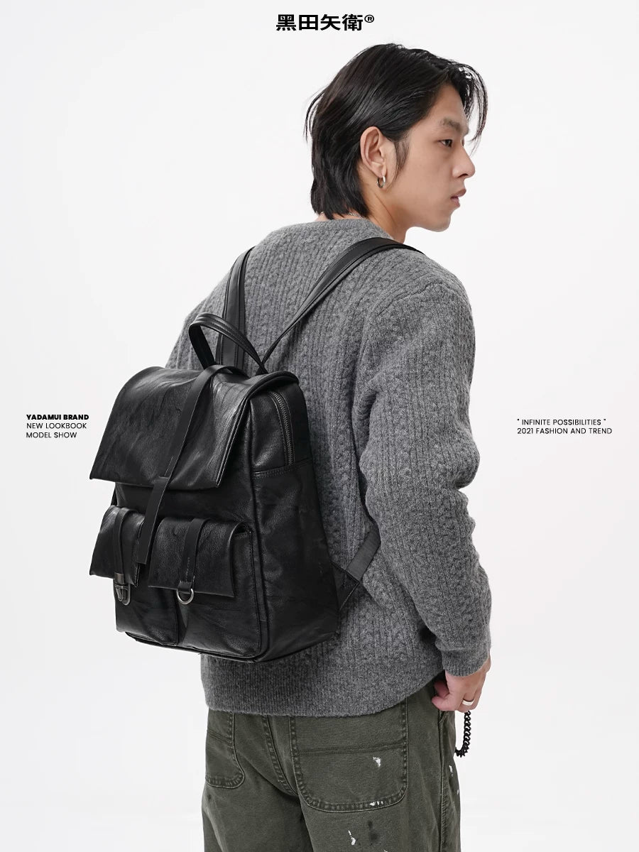 YADAMUI Retro Pleated Backpack